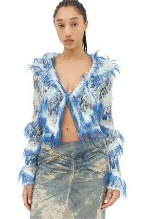 Diesel Femme, Pulls, Bleu, Taille: 42 FR Cardigan duveteux à col en V
