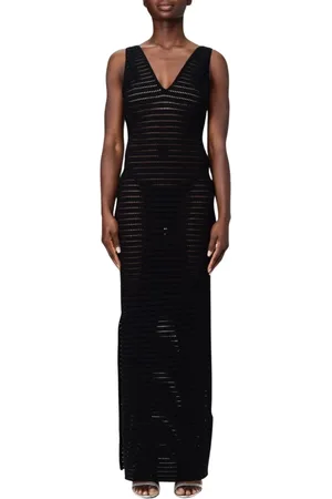 Elisabetta Franchi Femme, Robes, Noir, Taille: 42 FR Robe Longue Noire Élégante