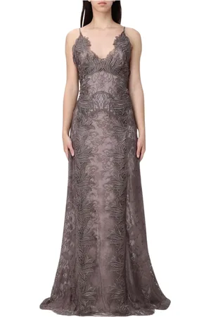 Alberta Ferretti Femme, Robes, Gris, Taille: 36 FR Robe Midi Élégante Col en V
