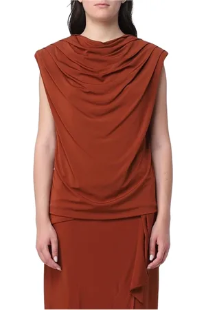 FEDERICA TOSI Femme, Tops, Brun, Taille: 36 FR Robe Midi Drapée Bronze