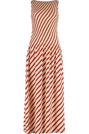 Tommy Hilfiger Femme, Robes, Multicolore, Taille: 38 FR Robe Rayée en Viscose avec Broderie Smocking