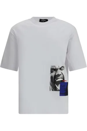 Dsquared2 Homme, Tops, Blanc, Taille: M T-shirt Manches Courtes à Imprimé Graphique
