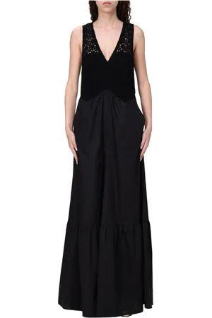 Twin-Set Femme, Robes, Noir, Taille: 36 FR Élégante Robe Noire avec Détails en Dentelle