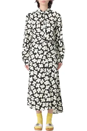 Msgm Femme, Robes, Noir, Taille: 38 FR Robe Midi Noire avec Détails