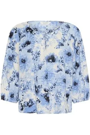 Part Two Femme, Blouses et Chemises, Bleu, Taille: 40 FR Chemise Bleue à Fleurs Marina