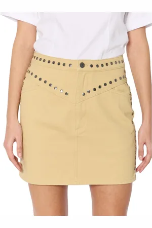 Berenice Femme, Jupes, Jaune, Taille: 38 FR Jessy Mini jupe droite en denim beige