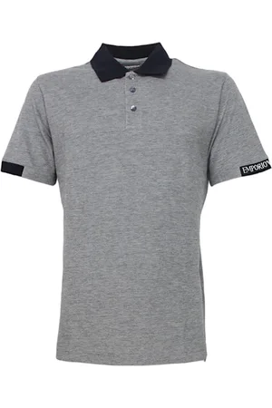 Emporio Armani Homme, Tops, Bleu, Taille: M Polo en coton avec col boutonné