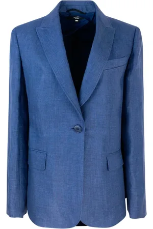Max Mara Femme, Vestes, Bleu, Taille: 40 FR Veste en lin bleu avec doublure en coton