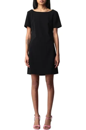 Patrizia Pepe Femme, Robes, Noir, Taille: 40 FR Robe Élégante à Col Bateau