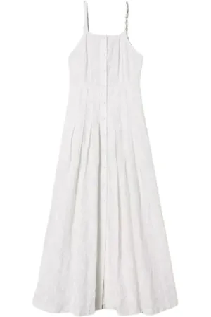 Twin-Set Femme, Robes, Blanc, Taille: 36 FR Robe longue avec broderie florale