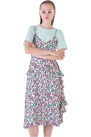 Silvian Heach Femme, Robes, Rose, Taille: 34 FR Robe Midi Léopard avec Volants