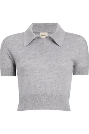 Khaite Femme, Tops, Gris, Taille: 40 FR Polo en maille fine gris clair