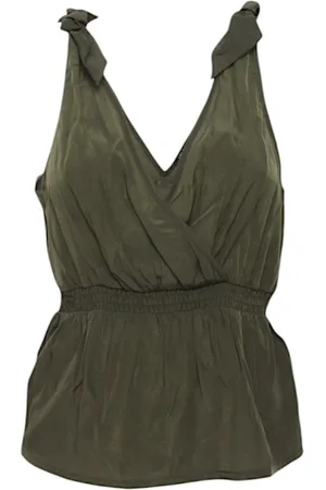 Liu Jo Femme, Tops, Vert, Taille: 38 FR Haut sans manches en polyester avec col en V
