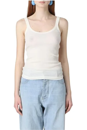 Bottega Veneta Femme, Tops, Blanc, Taille: 38 FR Débardeur en Coton Blanc Côtelé