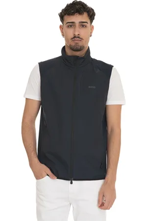 HUGO BOSS Homme, Vestes, Bleu, Taille: XL Gilet à Micro Imprimé avec Logo Latéral