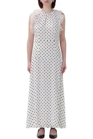 Alessandra Rich Femme, Robes, Blanc, Taille: 40 FR Robe Longue à Pois Élégante