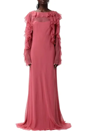 Alberta Ferretti Femme, Robes, Rose, Taille: 38 FR Élégante Robe Longue Violette à Volants