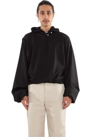 HELIOT EMIL Homme, Sweatshirts et sweats à capuche, Noir, Taille: S Sweat à Capuche à Ourlet Ruché en Noir