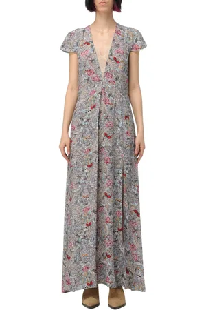 Zadig & Voltaire Femme, Robes, Multicolore, Taille: 38 FR Robe Maxi Florale Manches Courtes