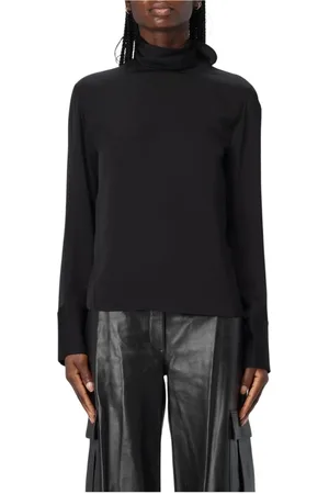 THEORY Femme, Blouses et Chemises, Noir, Taille: 42 FR Élégante Blouse en Soie Ivoire
