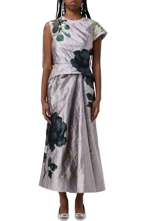 Erdem Femme, Robes, Gris, Taille: 38 FR Robe A-Line Florale Élégante Champagne