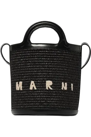 Marni Femme, Sacs, Noir, Taille: ONE Size Sac Seau en Rafia Blanc