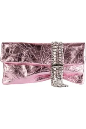 Jimmy Choo Femme, Sacs, Rose, Taille: ONE Size Pochette Rose en Cuir Zandra