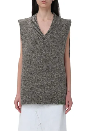 Maison Margiela Femme, Pulls, Gris, Taille: 40 FR Gilet en Laine Marron