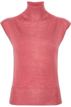 Rick Owens Femme, Pulls, Rose, Taille: 42 FR Pull à Col Roulé Style Thulian