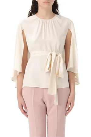 Liu Jo Femme, Blouses et Chemises, Blanc, Taille: 42 FR Chemisier en Soie Élégant à Ceinture