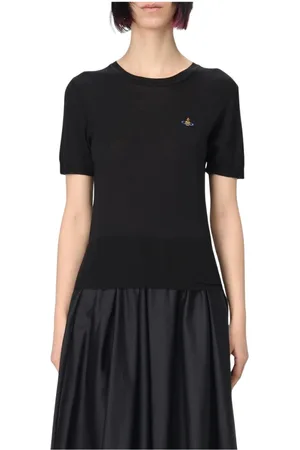 Vivienne Westwood Femme, Tops, Noir, Taille: 38 FR Haut Noir en Tricot à Manches Courtes