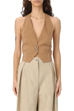 Pinko Femme, Vestes, Brun, Taille: 40 FR Gilet Marron Sophistiqué