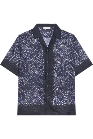 DRIES VAN NOTEN Homme, Chemises, Bleu, Taille: M Chemise Hawaïenne Bleu Marine Imprimé All-Over