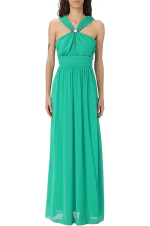 Liu Jo Femme, Robes, Vert, Taille: 42 FR Robe Midi Verte avec Détails Froissés