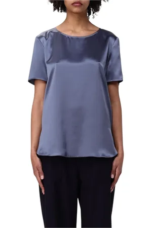 Max Mara Femme, Blouses et Chemises, Bleu, Taille: 42 FR Élégante Blouse en Soie