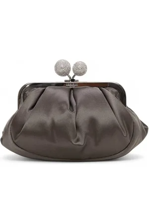 Max Mara Femme, Sacs, Gris, Taille: ONE Size Petit Sac Bandoulière en Satin avec Strass