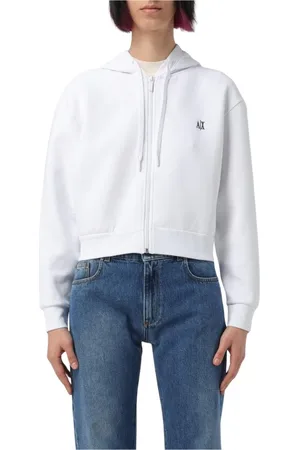 Armani Exchange Femme, Sweatshirts et sweats à capuche, Blanc, Taille: 40 FR Sweat à Capuche Blanc