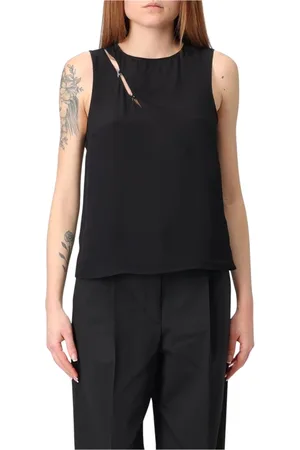 Patrizia Pepe Femme, Tops, Noir, Taille: 38 FR Haut Blanc Sans Manches