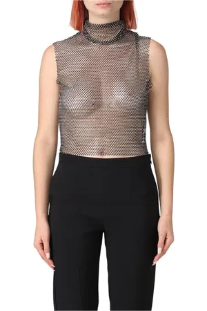 GENNY Femme, Tops, Noir, Taille: 42 FR Haut Rose Sans Manches en Maille