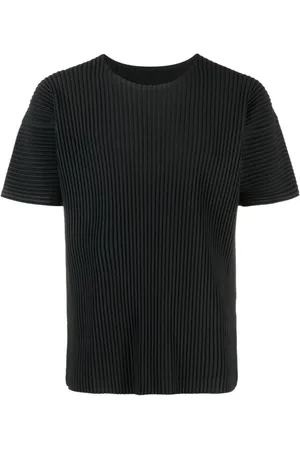 Issey Miyake Homme, Tops, Noir, Taille: XL Homme Plissé T-Shirt