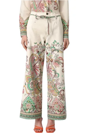 Etro Femme, Pantalons, Multicolore, Taille: W26 Jean Large Imprimé Paisley Blanc
