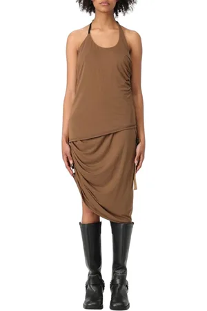 Helmut Lang Femme, Robes, Brun, Taille: 38 FR Robe Midi Élégante à Col Halter