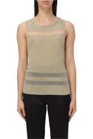 Patrizia Pepe Femme, Pulls, , Taille: 42 FR Haut en Tricot Métallique Or