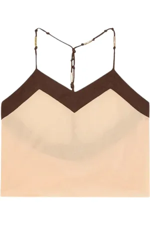 Patrizia Pepe Femme, Tops, Rose, Taille: 40 FR Top Crinckle Bicolore Beige Marron
