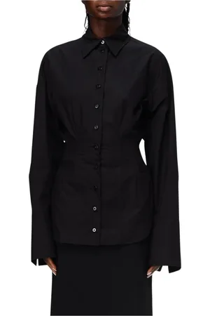 The Attico Femme, Blouses et Chemises, Noir, Taille: 38 FR Chemise Noire à Taille Cintrée