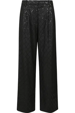 ROTATE Femme, Pantalons, Noir, Taille: 38 FR Pantalon large noir avec décoration de paillettes
