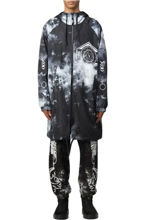 VERSACE Homme, Manteaux, Noir, Taille: M Manteau Noir Élégant avec Style Moderne