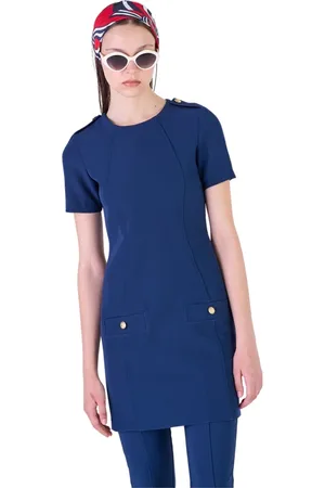 Silvian Heach Femme, Robes, Bleu, Taille: 40 FR Robe courte ajustée avec boutons décoratifs