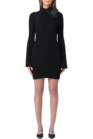 BLUMARINE Femme, Robes, Noir, Taille: 38 FR Robe Mini Noire avec Détail Fleur