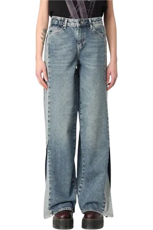 Armani Exchange Femme, Jeans, Bleu, Taille: W25 Jean large avec détail de panneau latéral